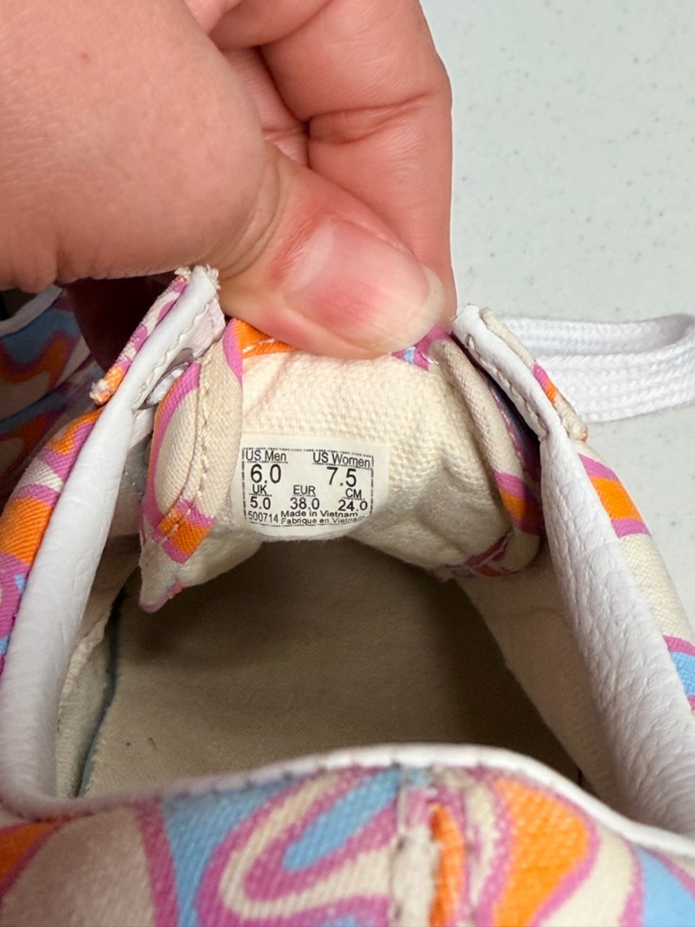 Vans Platform Lace-Up Sneakers in Orange, Pink, Cream Swirl - Picture 9 of 10